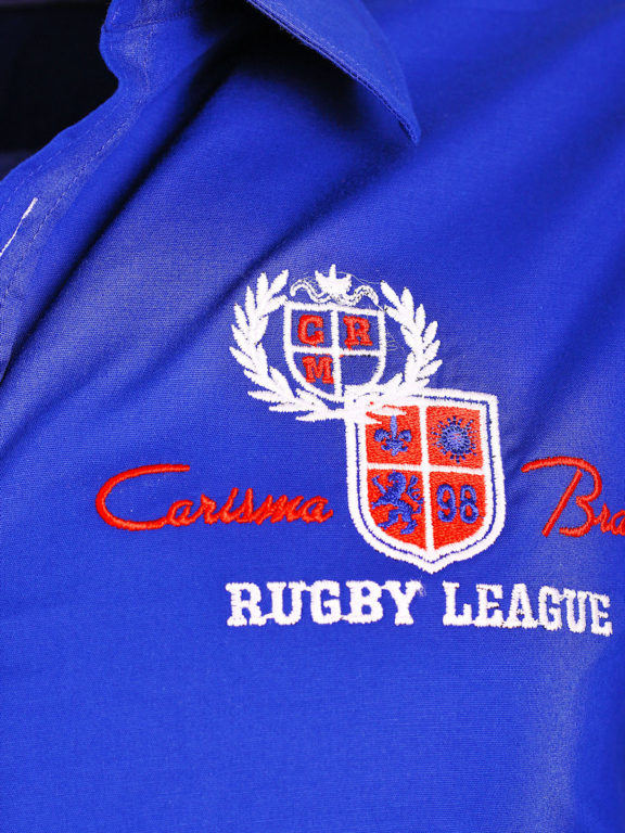 Carisma overhemd blauw heren lange mouw met print rugby league premium