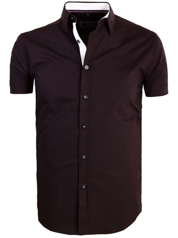 Carisma overhemd effen korte mouw met stretch zwart 9102 (1)