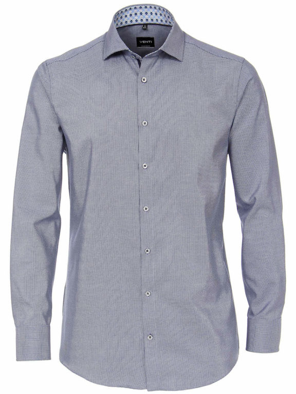 Venti overhemd blauw met fijn gemeleerd motief modern fit en cute away boord 103497300-100 (5)