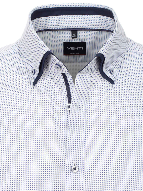 Venti overhemd dubbele boord blauw met fijn gemeleerd motief modern fit 103499500-100 (4)