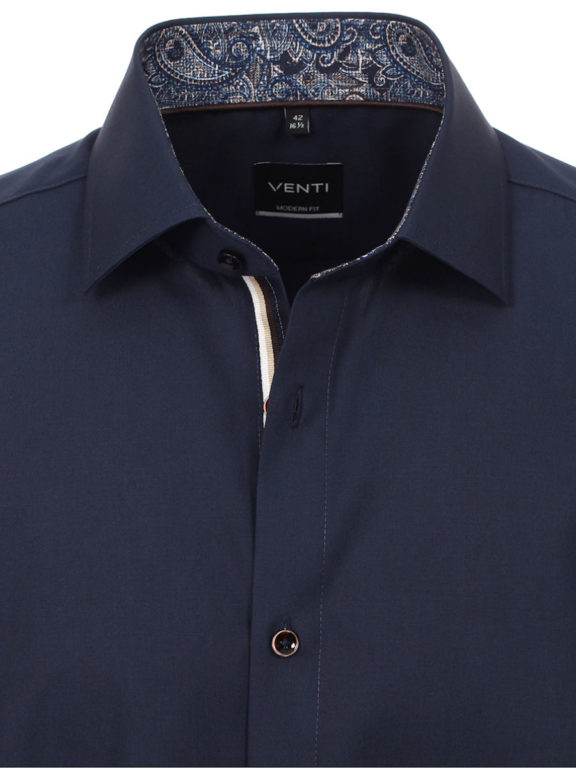 Venti overhemd effen blauw modern fit en kent boord 103497500-116 (4)
