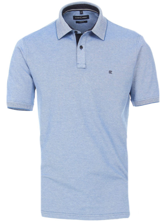 Casa Moda polo shirt effen blauw met logo op de borst 004470 (4)