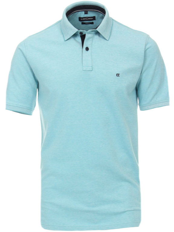 Casa Moda polo shirt effen turquoise met logo op de borst 004470 (2)