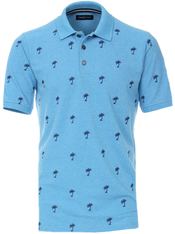 Casa Moda polo shirt palmboom motief blauw 903339800 (2)
