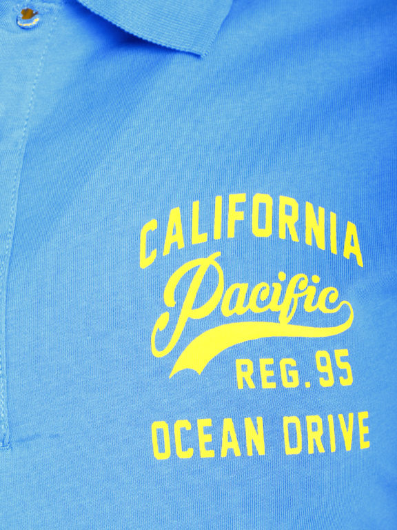 E-bound Polo Shirt Heren Met California Pacific Print Blauw 145930.H.PO (3)