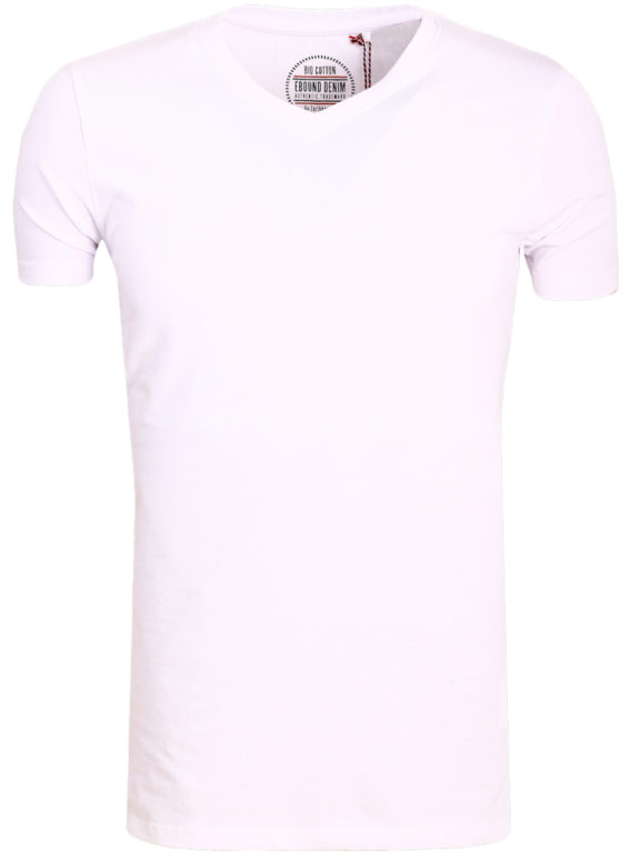 E-Bound t-shirt wit bio katoen basic shirt met v-hals 147315.H.TS.VX (1)