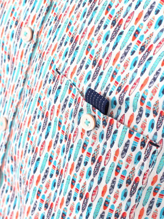 Casa Moda overhemd korte mouw met surfplanken blauw 903450500-350 (2)