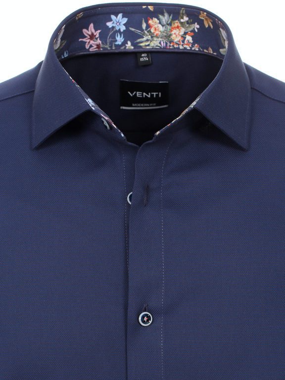 overhemd bloem kraag Blauw regular fit Venti-113785400-106- (3)