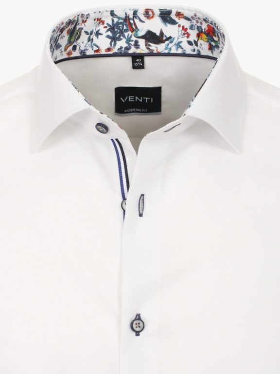 Wit Overhemd met bloemmotief in de kraag strijkvrij 113689200-000 kraag