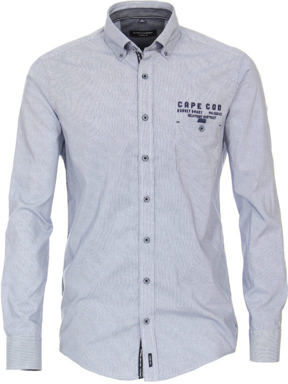 Blauw geblokt overhemd met borstzakje Cape Cod Casa Moda 423812500-100 (6)