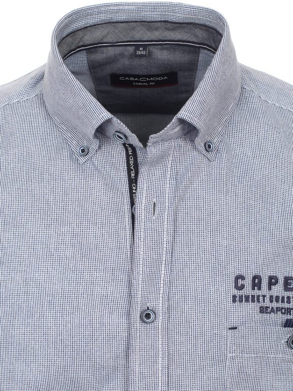 Blauw geblokt overhemd met borstzakje Cape Cod Casa Moda 423812500-100 (7)
