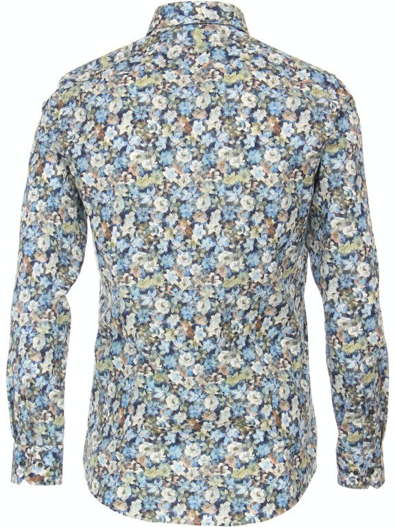 Bloemen overhemd heren slim fit blauw Venti 123827400-100 (1)