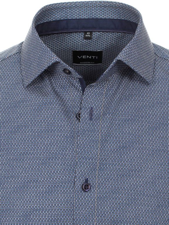 Bruin overhemd met motief Venti 113785300-200 kraag