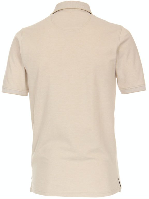 Casa Moda polo shirt effen beige met logo op de borst 004470-660 achterkant