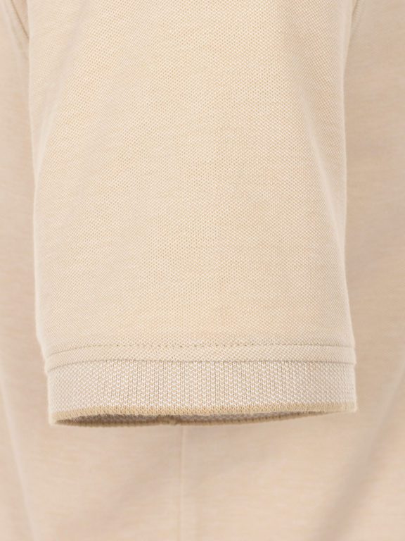 Casa Moda polo shirt effen beige met logo op de borst 004470-660 mouw