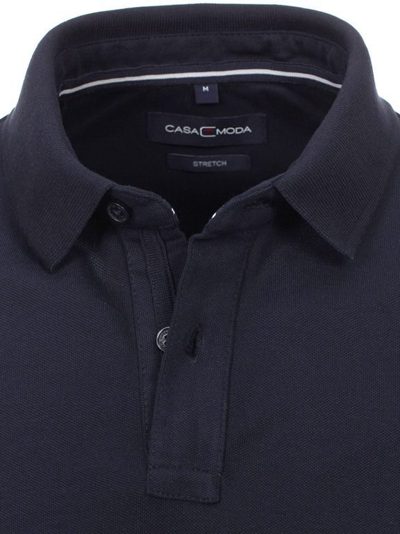 Casa Moda polo shirt effen blauw met logo op de borst 004470-105 kraag