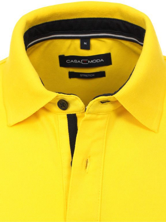 Casa Moda polo shirt effen geel met logo op de borst 004470-537 kraag