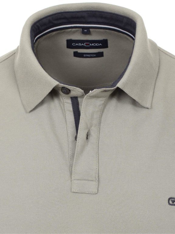 Casa Moda polo shirt effen grijs met logo op de borst 004470-709 kraag