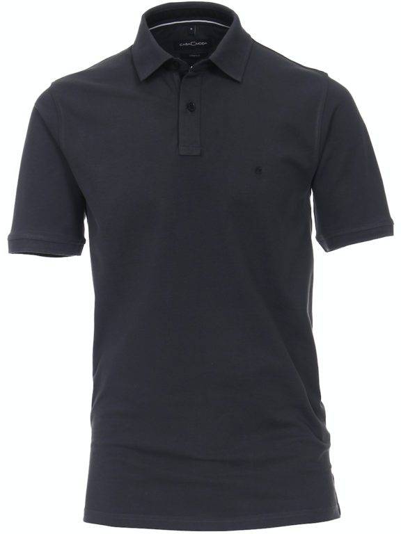 Casa Moda polo shirt effen grijs met logo op de borst 004470-766 voorkant