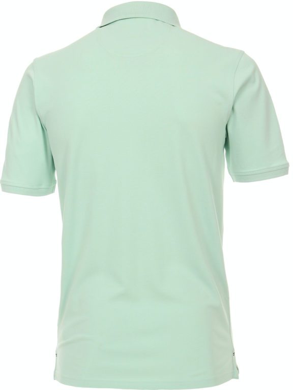 Casa Moda polo shirt effen turquoise met logo op de borst 004470-363 achterkant