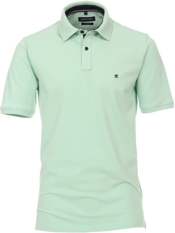 Casa Moda polo shirt effen turquoise met logo op de borst 004470-363 voorkant