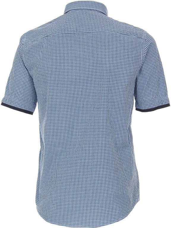 Casa Moda overhemd korte mouw geblokt blauw Cape Cod 923815000 (3)