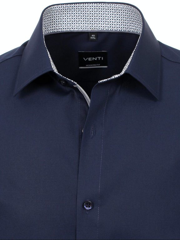 Overhemd korte mouw heren blauw kent kraag Venti 603447900_116 (1)