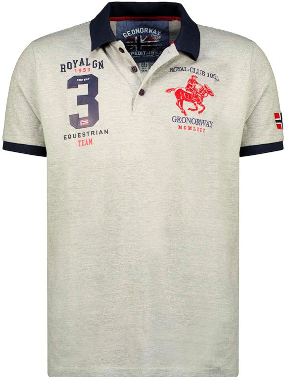 Polo shirt grijs heren Royal Club print Geographical Norway Klub (2)
