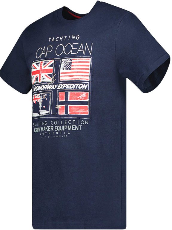T-shirt ronde hals blauw Cap Ocean print Heren Geographical Norway Jinapt (4)