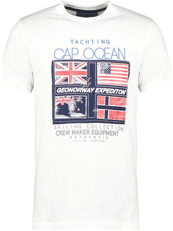T-shirt ronde hals wit Cap Ocean print Heren Geographical Norway Jinapt (1)
