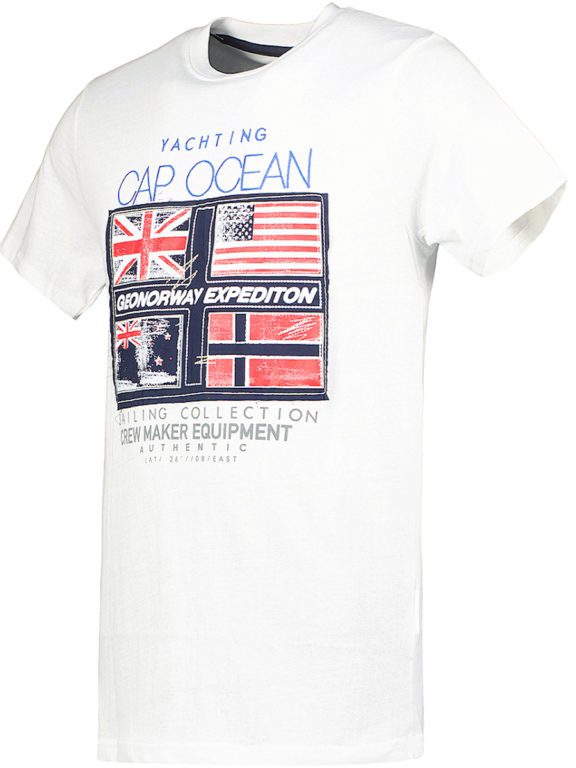 T-shirt ronde hals wit Cap Ocean print Heren Geographical Norway Jinapt (3)