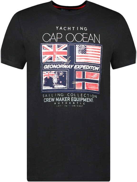 T-shirt ronde hals zwart Cap Ocean print Heren Geographical Norway Jinapt (1)