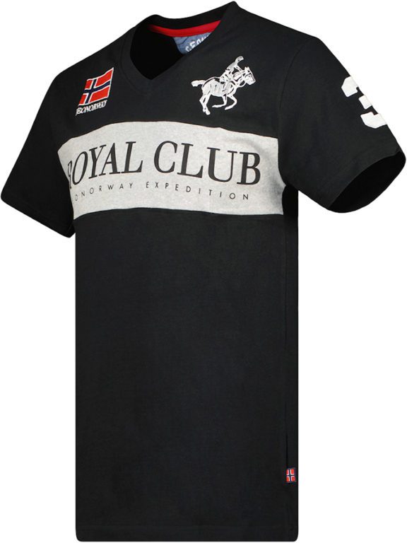 T-shirt v-hals zwart Royal Club print Geographical Norway Jahorse (3)