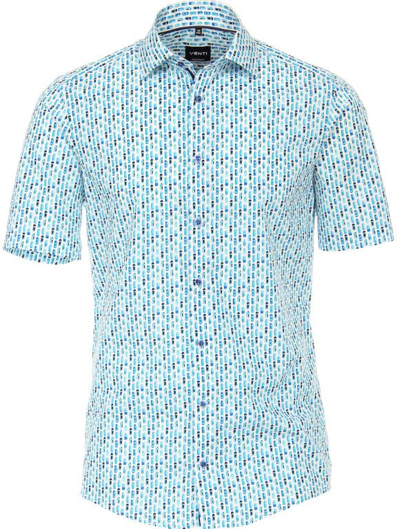 Overhemd korte mouw met autootjes motief blauw heren Venti 603467200_350 (2)