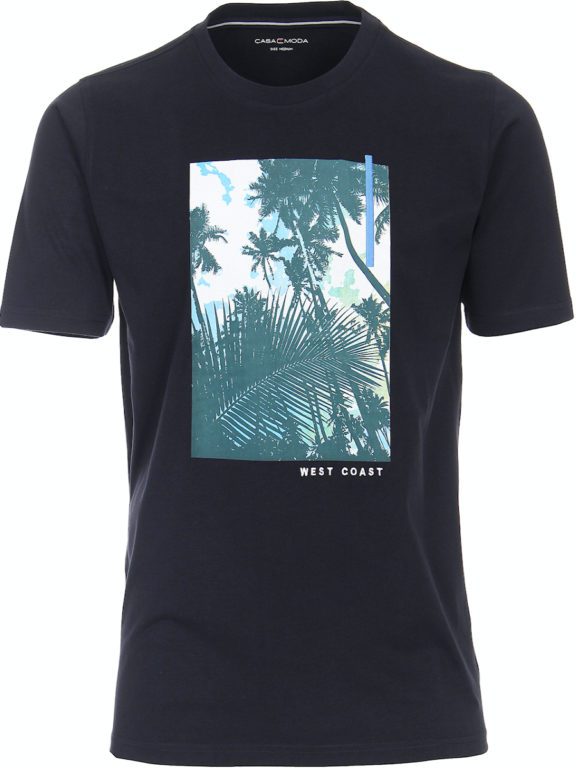 T-shirt ronde hals west coast print amerika Blauw Casa Moda 923877200_105 (2)