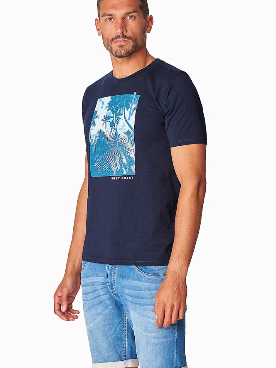 T-shirt ronde hals west coast print amerika Blauw Casa Moda 923877200_105 model