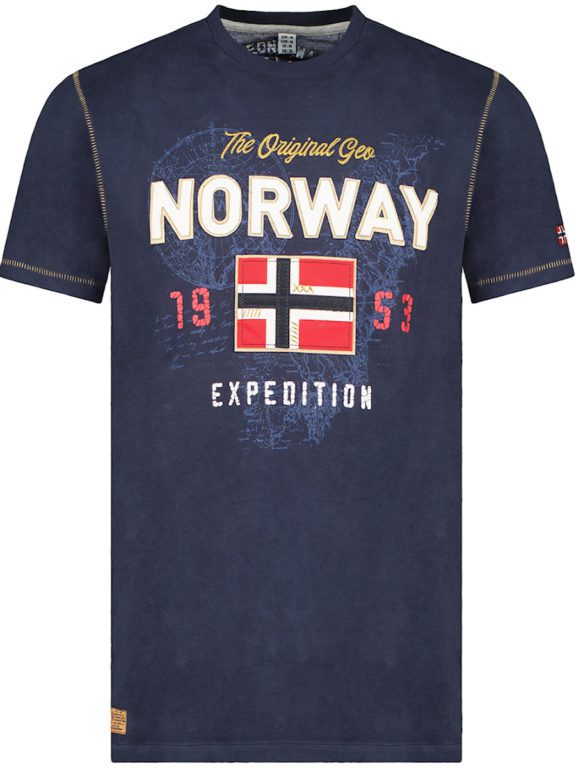 t-shirt ronde hals blauw Noorse vlag Geographical Norway Juitre (2)