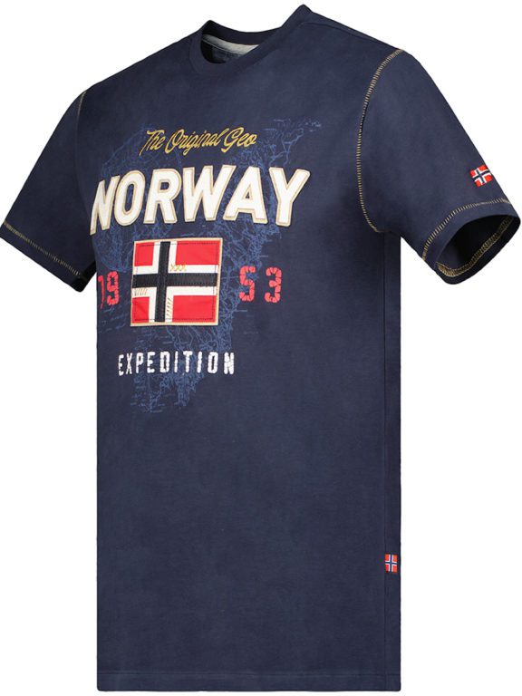 t-shirt ronde hals blauw Noorse vlag Geographical Norway Juitre (4)