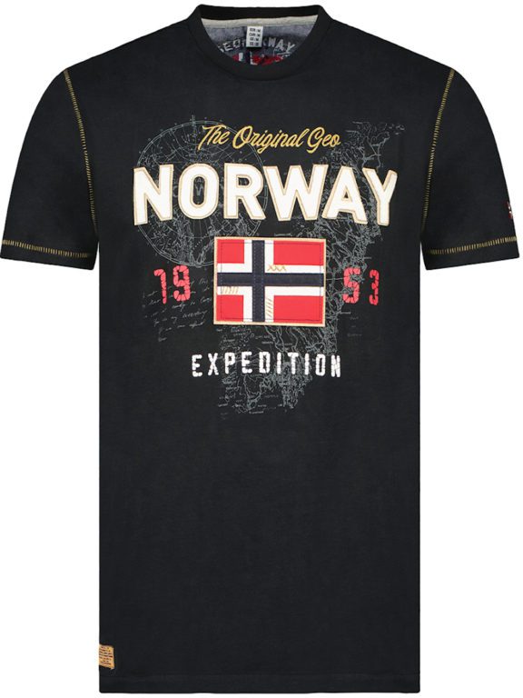 t-shirt ronde hals zwart Noorse vlag Geographical Norway Juitre (1)