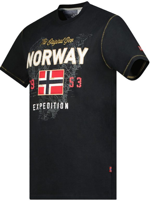t-shirt ronde hals zwart Noorse vlag Geographical Norway Juitre (3)