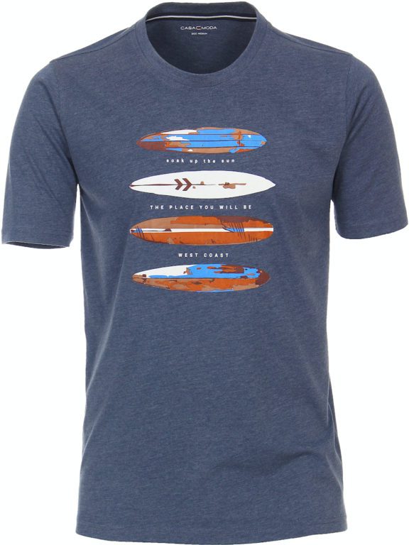 Blauw t-shirt met surfboard print west coast Casa moda 923878000_126 (2)