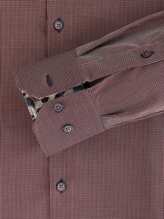 Bruin overhemd dubbele kraag met bloemen motief Non Iron Venti 123942500_201 (4)