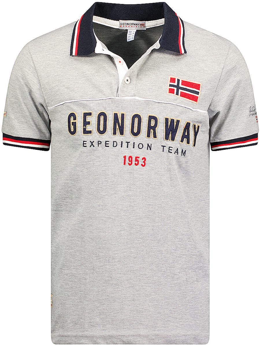 oud Wieg Indirect Polo Shirt Heren Grijs Geographical Norway Expedition Kerato -