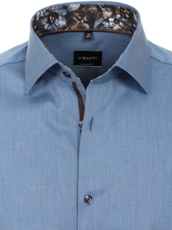 Venti Blauw Overhemd Met Gebloemde Kraag 123931100-100 (3)