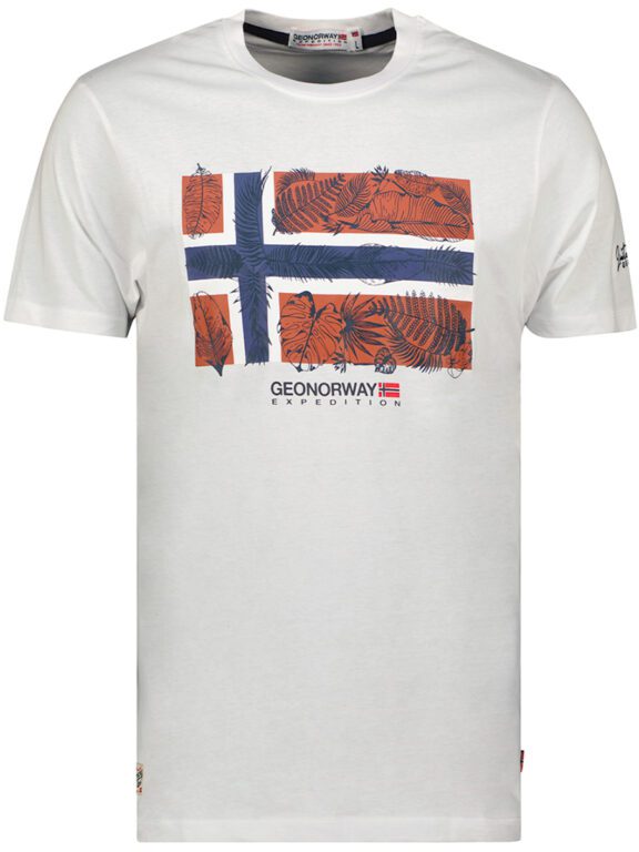 Geographical Norway t-shirt met Noorse vlag Jpalm Wit (1)