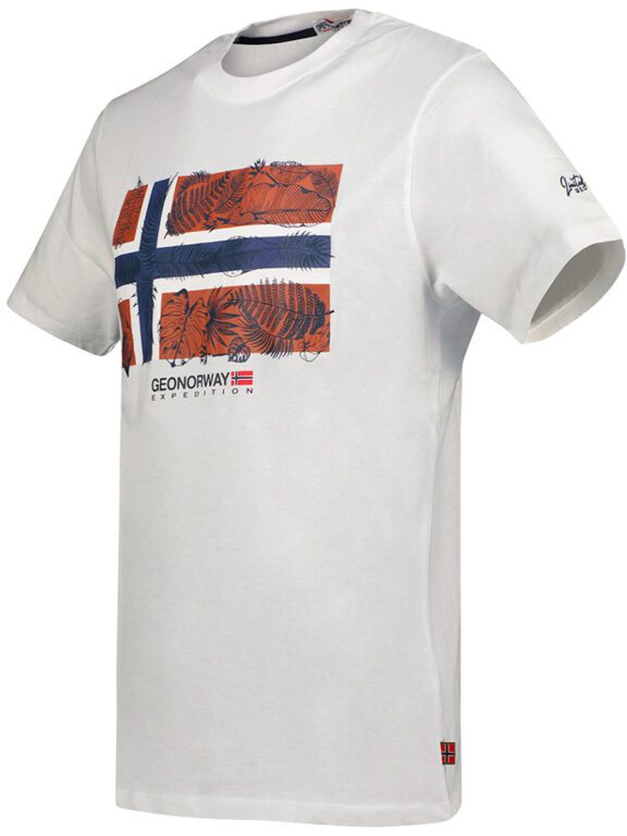 Geographical Norway t-shirt met Noorse vlag Jpalm Wit (3)