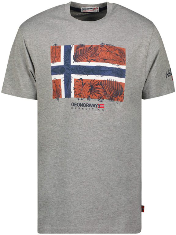 Geographical Norway t-shirt met noorse vlag Jpalm grijs (1)