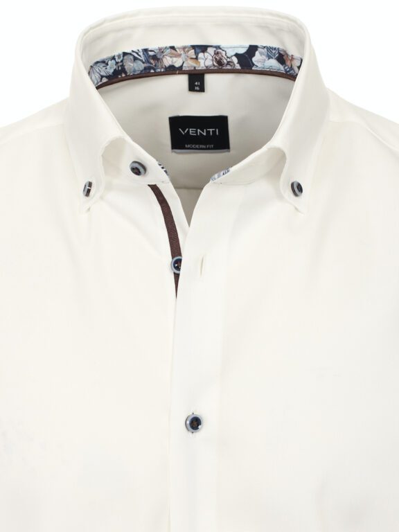 Venti Wit Overhemd Korte Mouw Button Down Boord Modern Fit 634095500-002 (1)