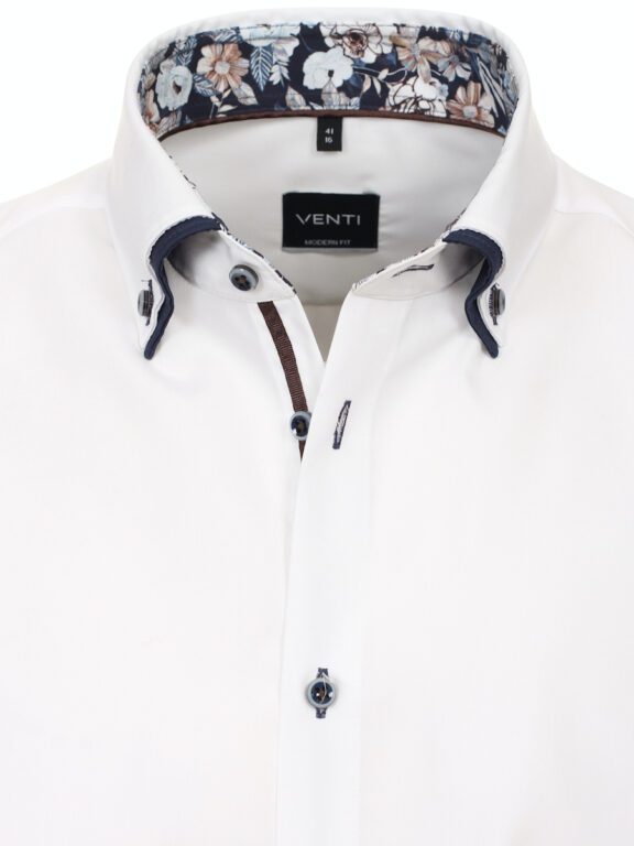Wit Overhemd Korte Mouw Dubbele Kraag Venti Modern Fit 634094800-000 (1)