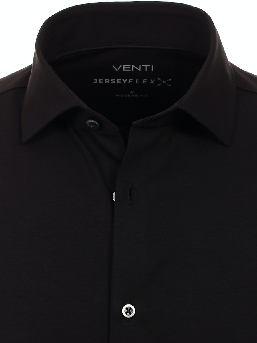 Venti Jerseyflex Overhemd Zwart Modern Fit 123963800-800 (1)